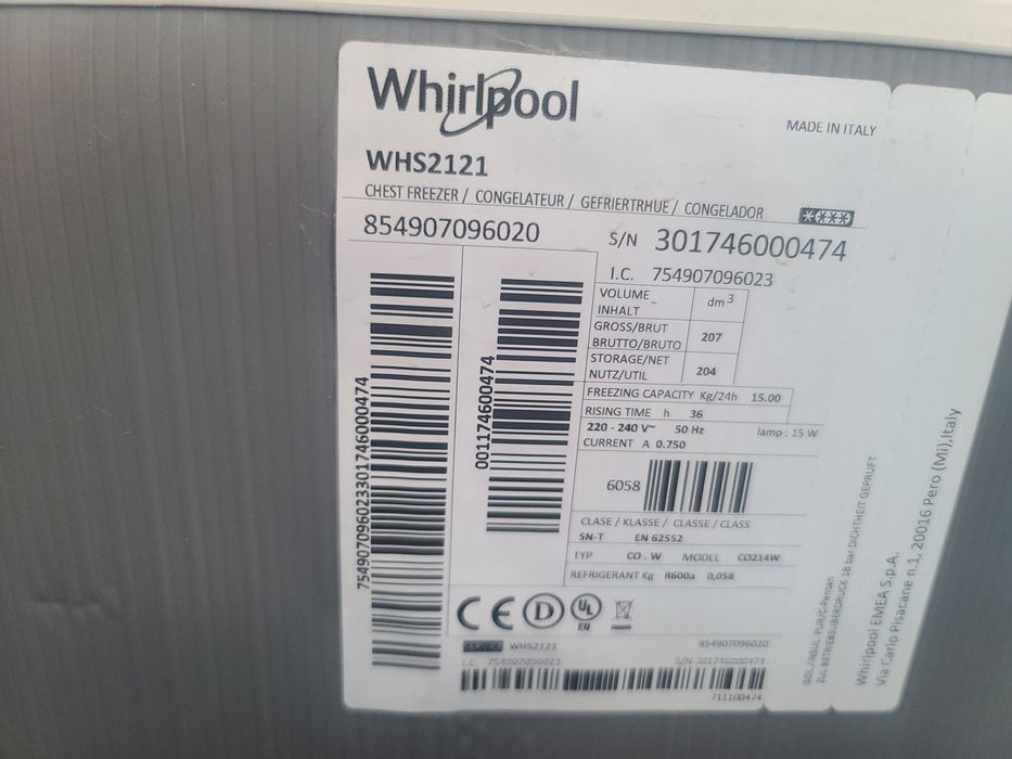 Морозильна камера 200л Whirlpool WHS2121 бу