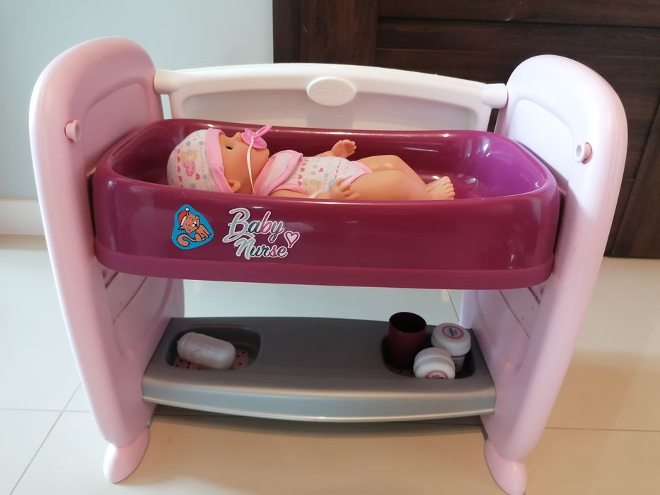 Smoby Baby Nurse Łóżeczko 2w1 dla lalki/przewijak + lalka
