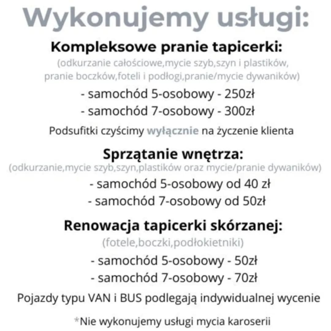 Usługi Prania Tapicerki I Sprzątanie Wnętrza