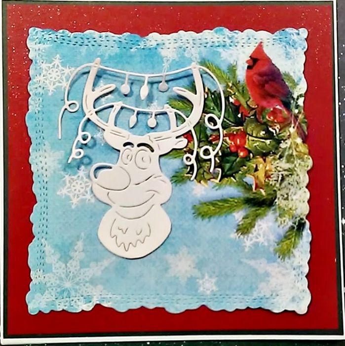 Wykrojnik wesoły RENIFER z lampkami *Boże Narodzenie*