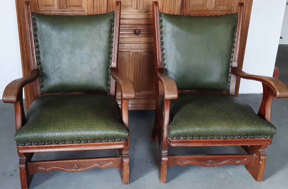Sofa fotele zielona stylowa retro, vintage, rustykalna 175x55x100