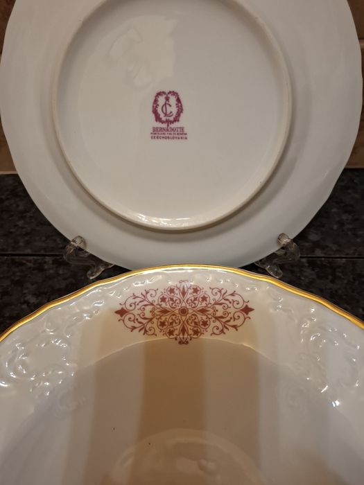Тарелка посуда блюдо сервиз фарфор позолота Богемия Бавария винтаж