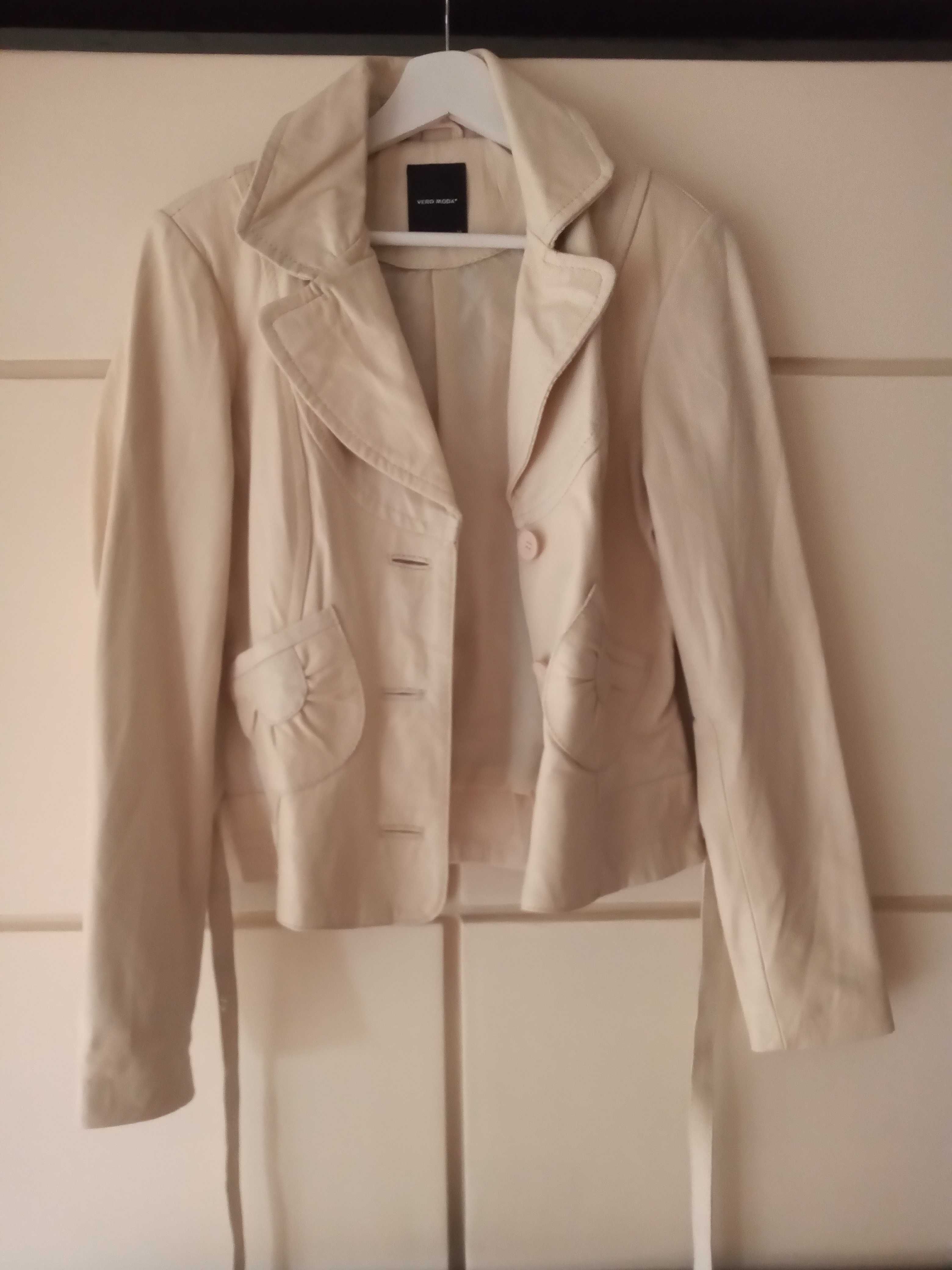 Kurtka  kremowa ramoneska ze skóry naturalnej  Vero Moda s, m