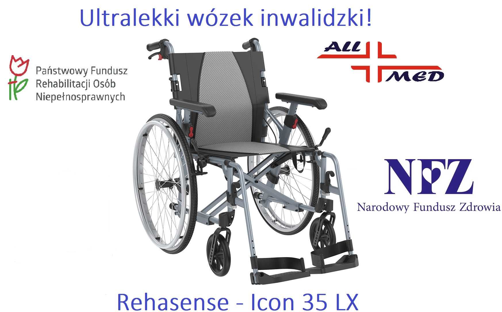 Wózek inwalidzki Rehasense Icon 35 LX, Możliwość dofinansowania NFZ!