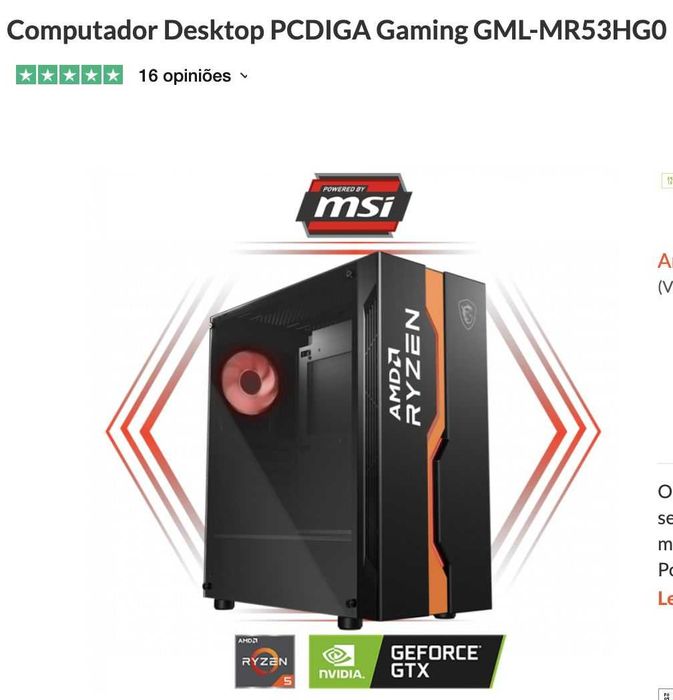 PC Gaming AMD Ryzen-5 16GB RAM