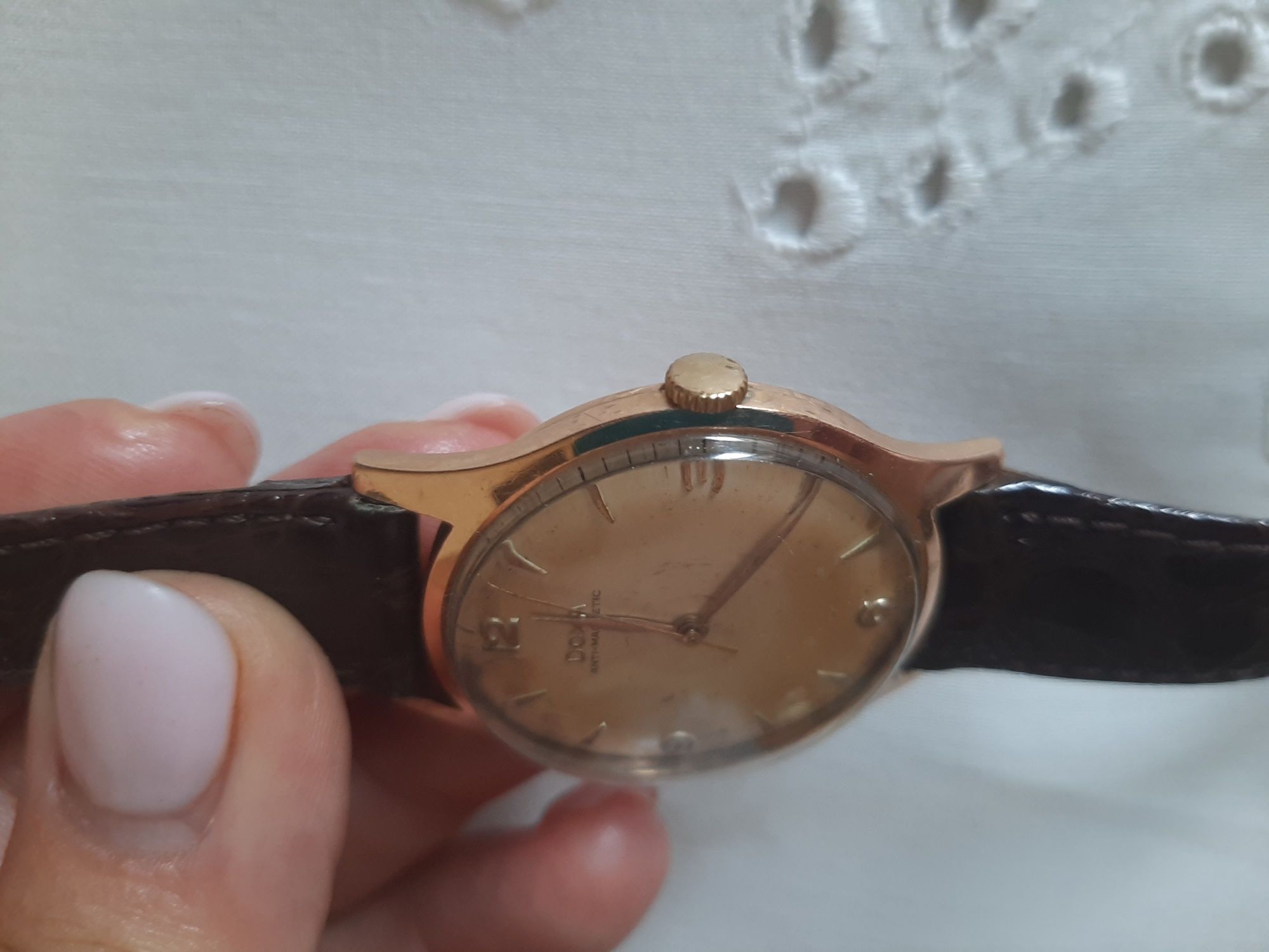 Doxa anti- magnetic złoty zegarek unisex lata sprawny, kolekcjonerski