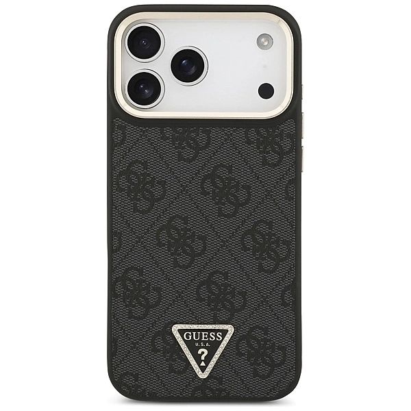 Etui Guess 4G Triangle Logo MagSafe na iPhone 17 Pro Max - czarno-złot
