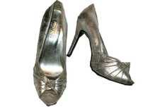 New Look szpilka czółenka srebrne open toe sylwester wide feet 39