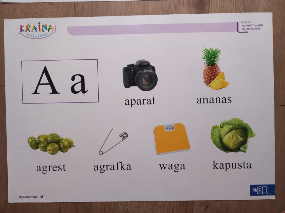 Kraina przedszkolaka Tablice demonstracyjne z alfabetem dla 6-latków.