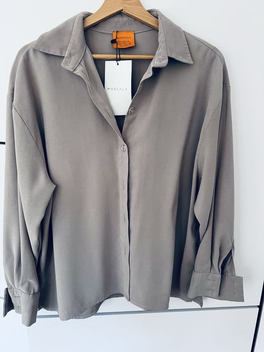 Marsala Luźna koszula z wiskozy w kolorze pearl grey - Obsession S/M