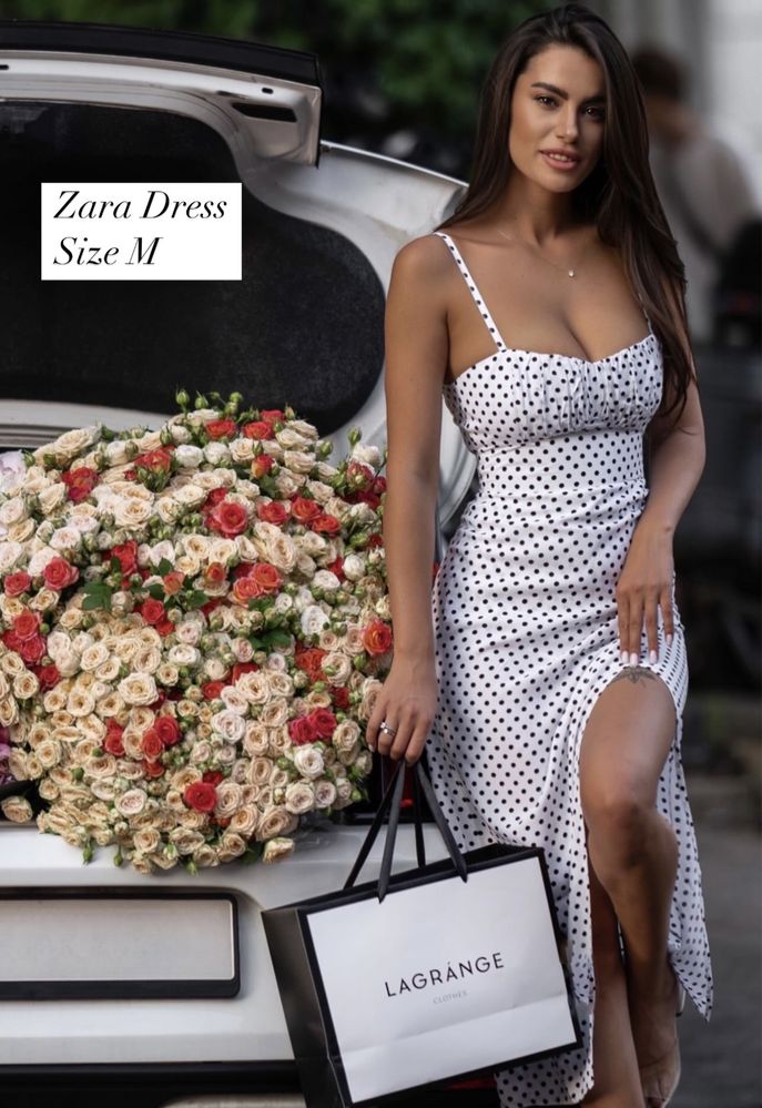 Сукня біла в горох Zara
