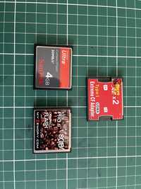 Karty pamięci Compact Flash 8GB i 4GB oraz adapter