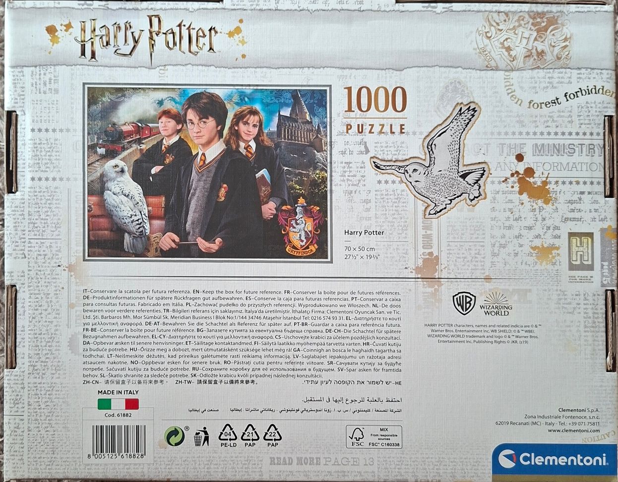Clementoni Puzzle Harry Potter 1000 Peças Mala de Transporte