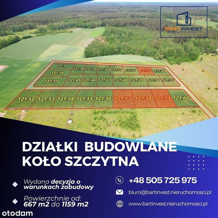 Działki budowlane koło Szczytna