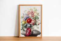 Plakat A3 Flowers in a glass vase - Obraz kwiaty wydruk Henstenburgh#1