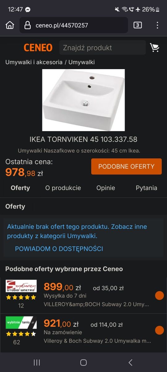 Umywalka szafkowa