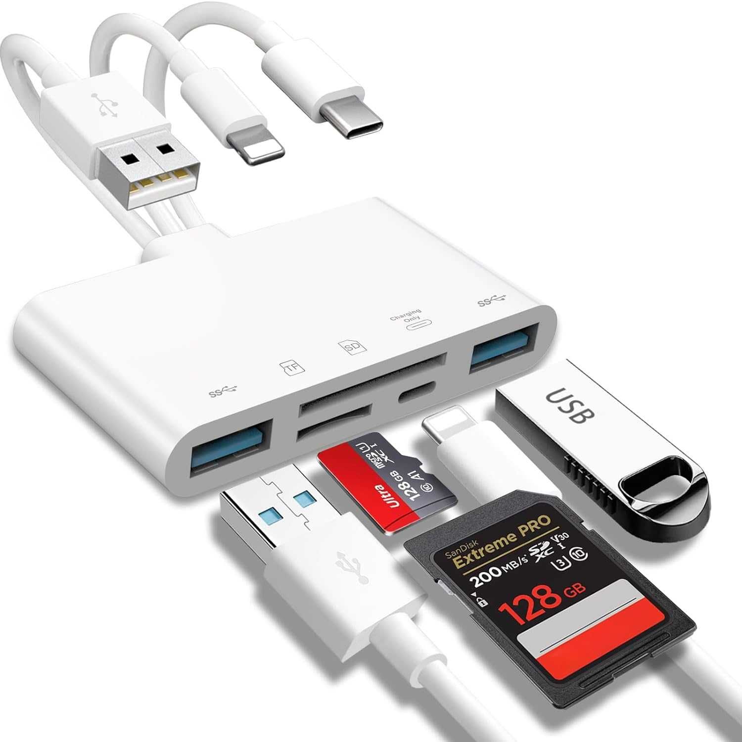 Czytnik kart pamięci 5 w 1, adapter USB OTG Usb-c Lighting -Usb