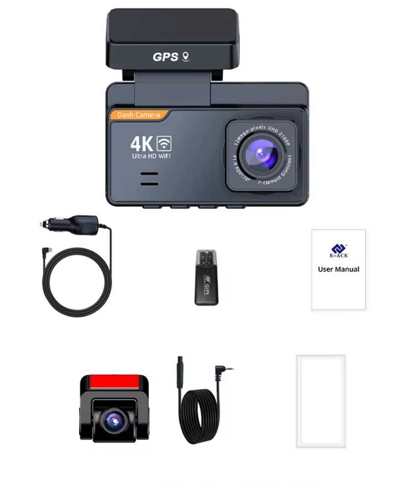 Rejestrator 4K FHD WiFi GPS ekran 3-cale 2-kamery sensor Sony G-sensor