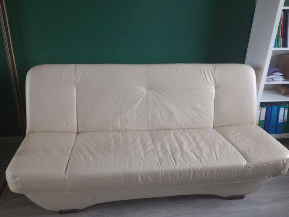 Sofa rozkładana, skóra, stan idealny