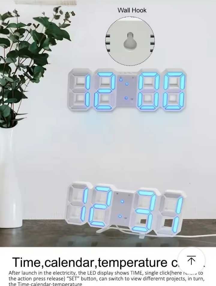 Nowoczesny zegar cyfrowy 3D LED