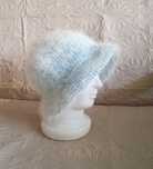 Futrzany kapelusz vintage bucket hat futerko biały niebieski lolita