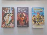 Kasety VHS Shrek, Mulan, Książę Egiptu
