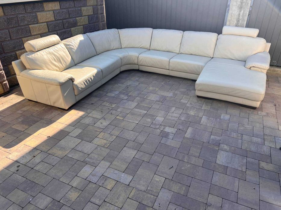 Шкіряний куток великий , кожаний угол , шкіряний диван П-подібний