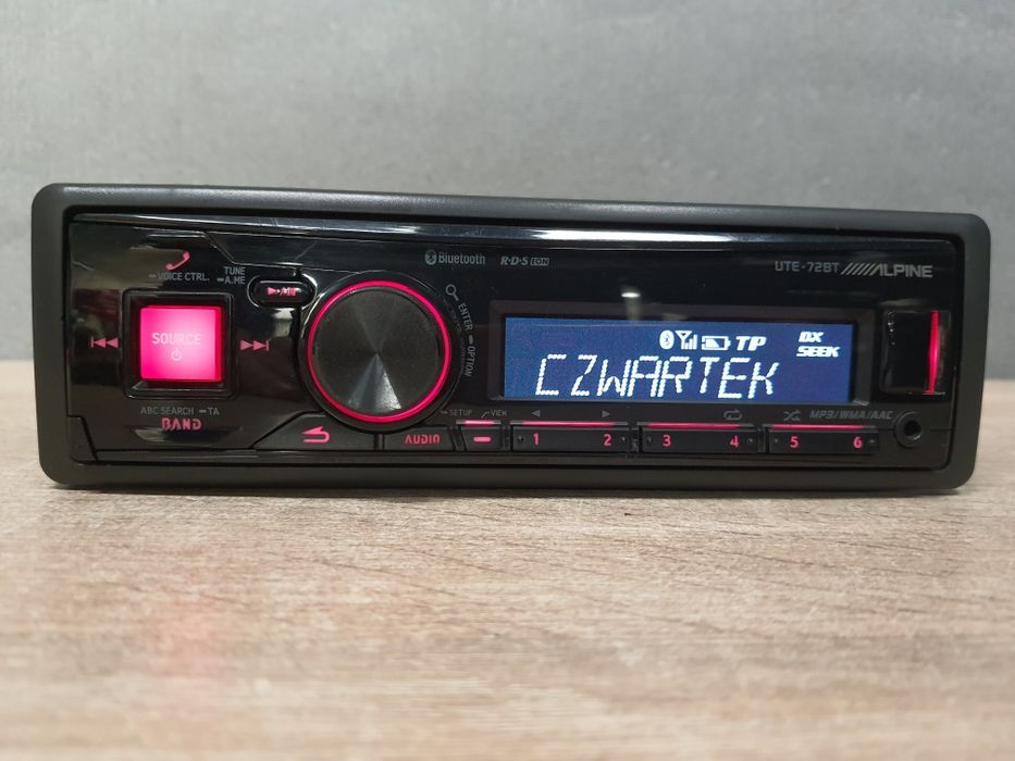 Radio Samochodowe Alpine z USB, AUX, Bluetooth Kolor RCA sub UTE-72BT