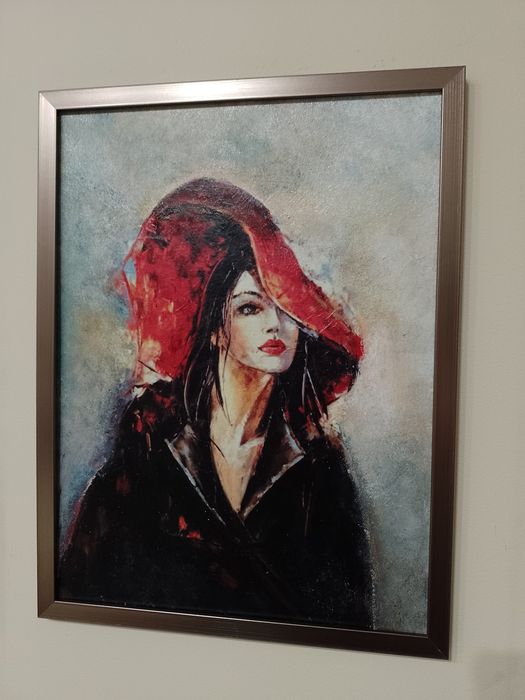 Dekoracja Obraz do pokoju salonu Kobieta w czerwonej sukni Ramka 40x30