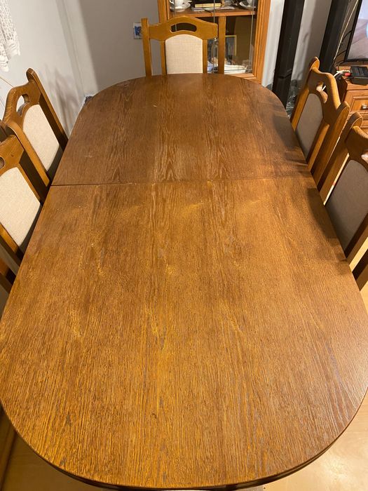 Stół + 6 krzeseł do salonu, jadalni używany