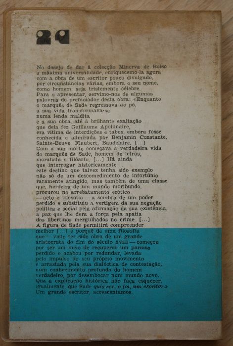 Os Infortúnios da Virtude, Marquês de Sade