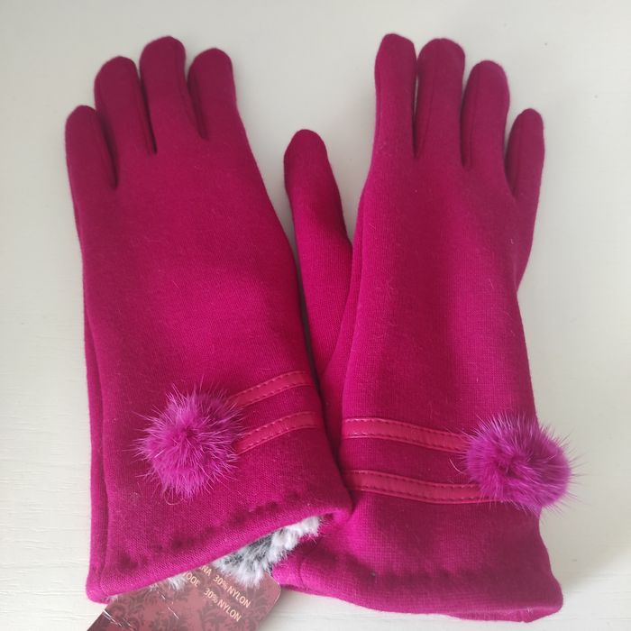 Rękawice damskie rozmiar 6/5, różowe, fuksja