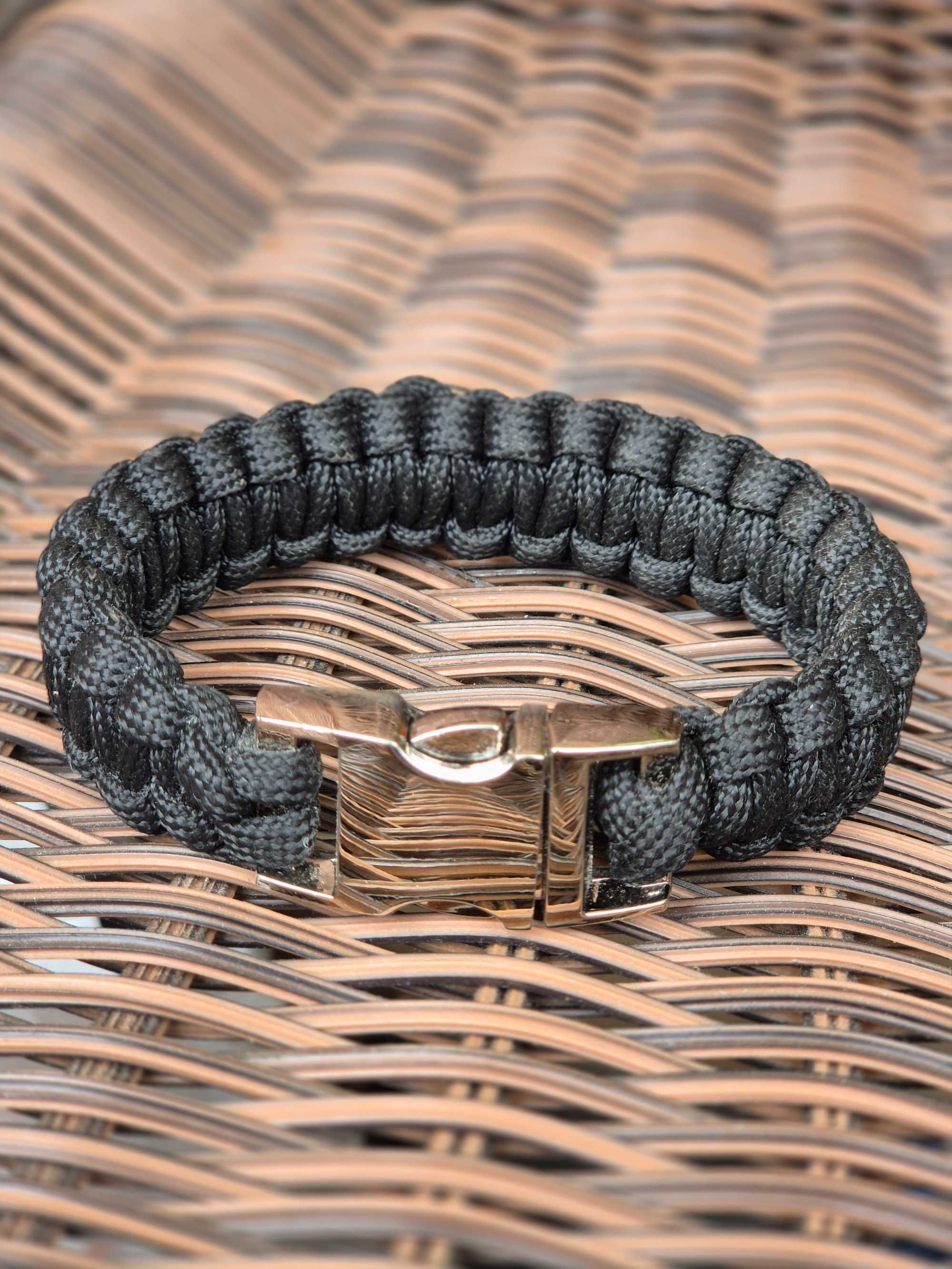 Czarna Męska Bransoletka King Cobra, Paracord, Prezent dla faceta