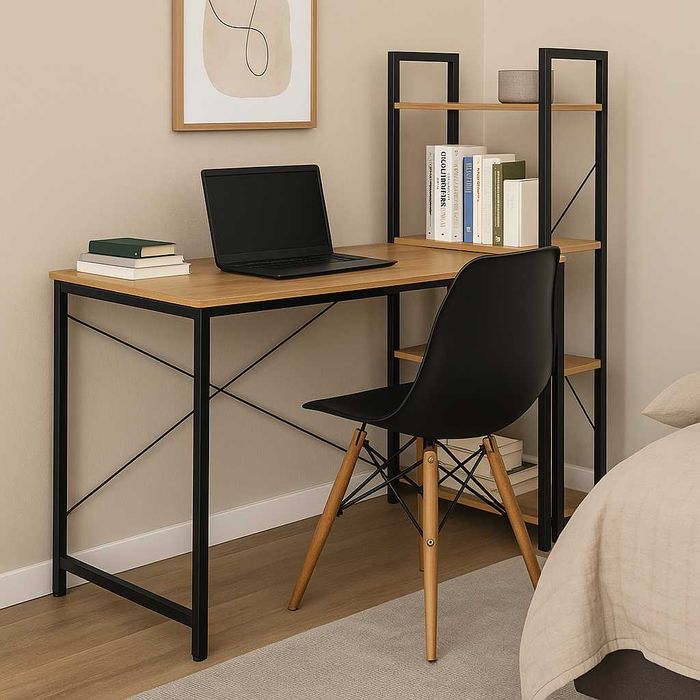 Nowe Biurko Komputerowe Loft Regał Gamingowe 71x54x120cm Dąb do Pokoju