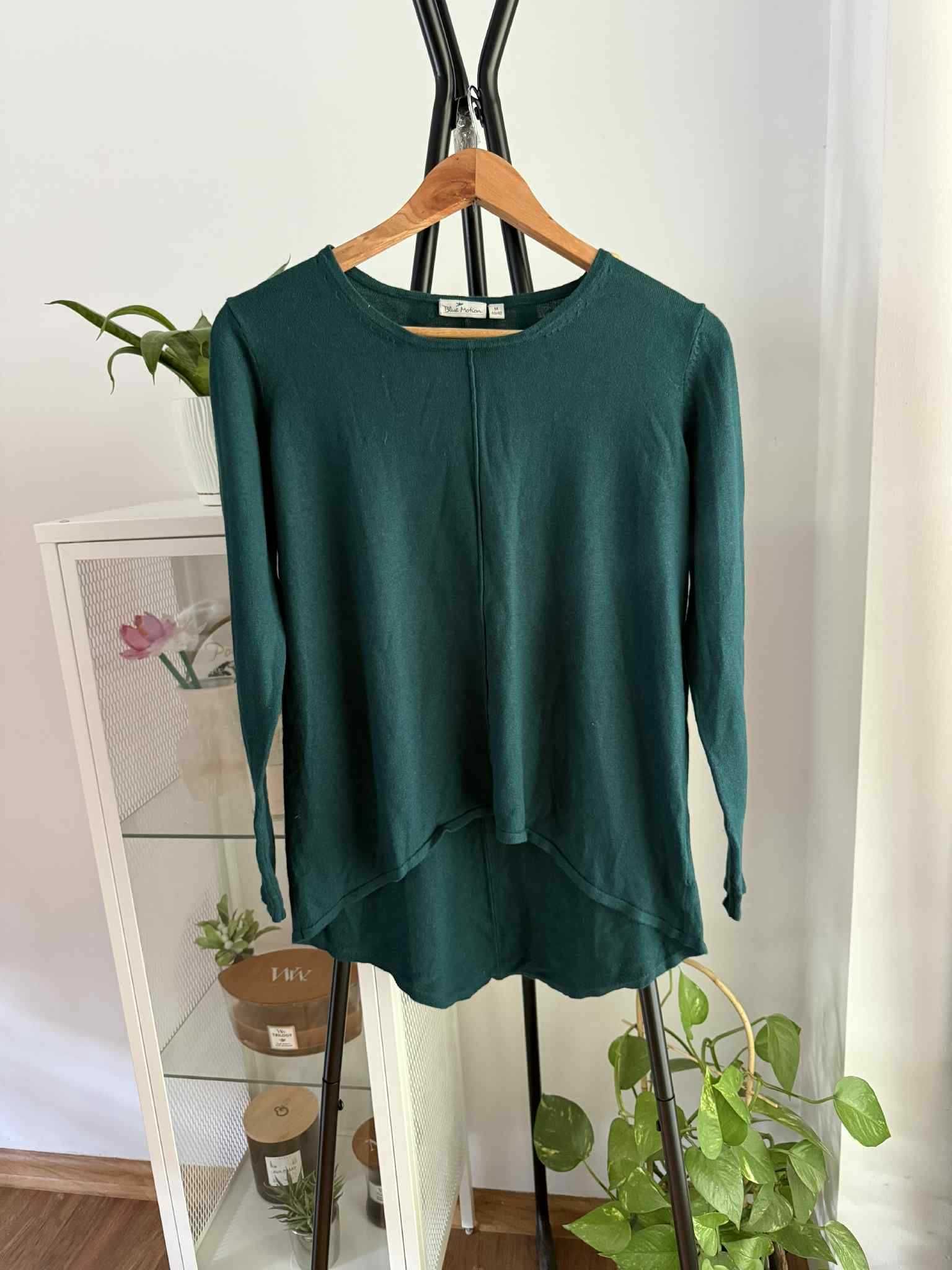 Sweter butelkowa zieleń z wełną i bawełną wool cotton