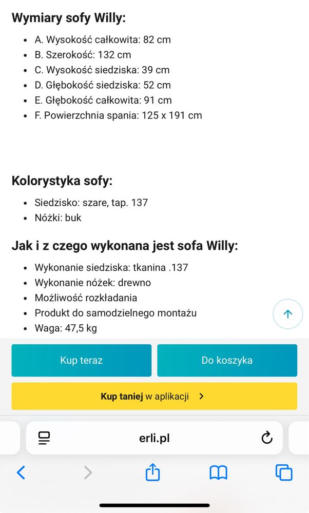Mala zgrabna sofa z funkcją spania