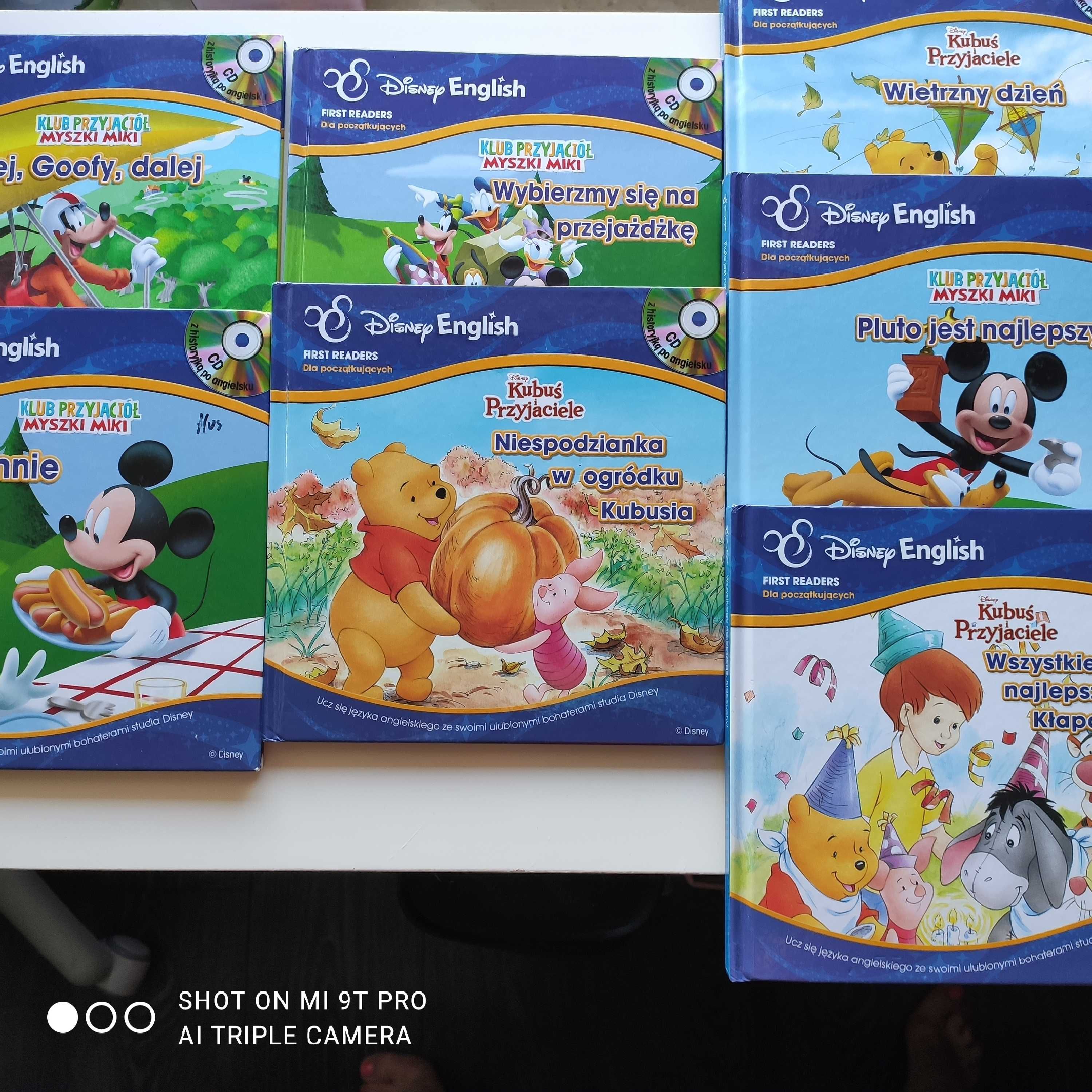 Kolekcja książeczek Disney po angielsku 7szt+CD+2 duże maskotki+naklej