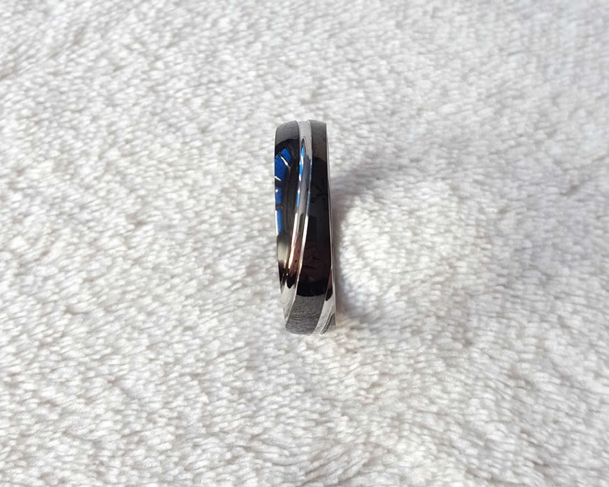 Pierścionek męski obrączka czarny stal szlachetna unisex srebrny kolor