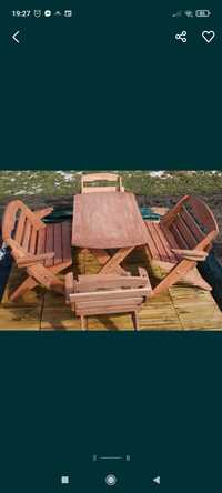Meble Ogrodowe Drewniane Stół i 6 krzeseł Producent