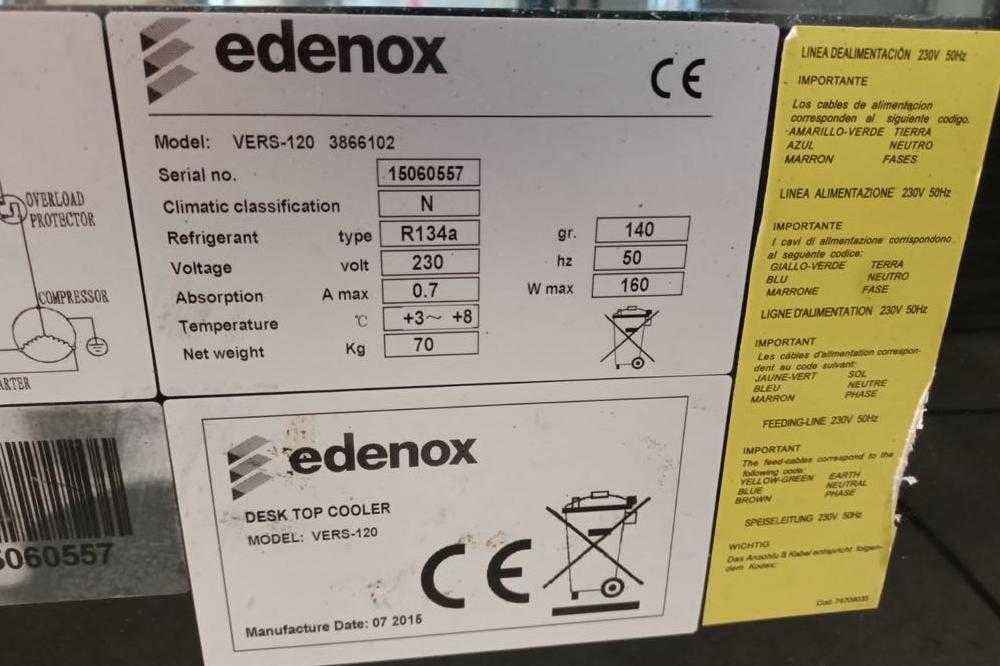 Witryna ekspozycyjna chłodnicza Edenox VERS-120 - stan bdb - faktura !