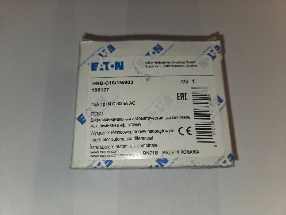 Wyłącznik różnicowonadprądowy EATON  HNB-C16/1N/003