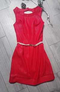 Czerwona błyszcząca sukienka M święta
