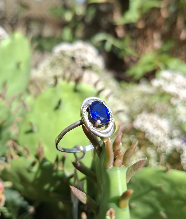 Натуральный сапфир,  янтарь и серебро!