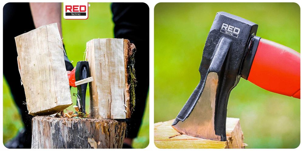 Komplet 3 siekier RED TECHNIC różne wagi mocne do rąbania drewna drzew