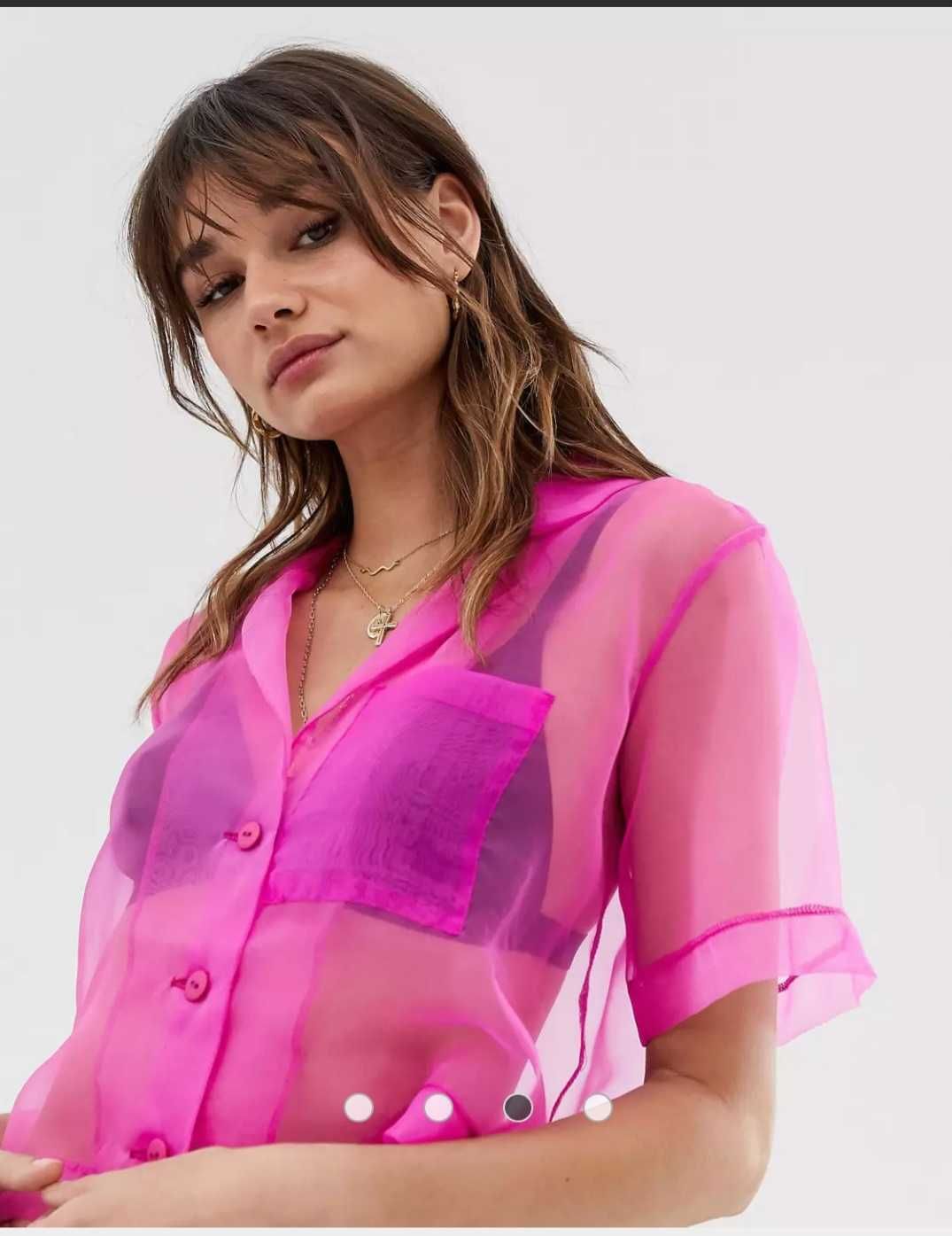 Блуза, топ, з фатину рубашка неоновий розовий, неон