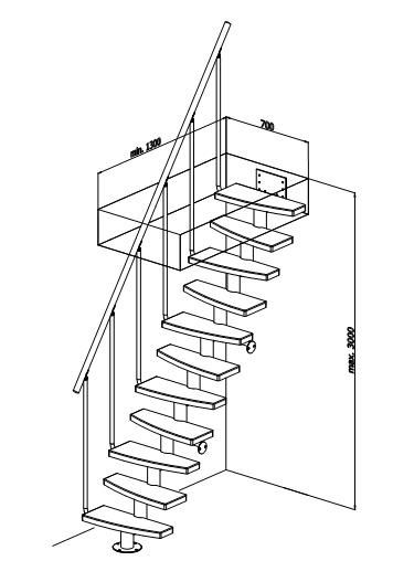 Schody modułowe Atrium Mini Plus 11 elementów; stopnie buk naturalny