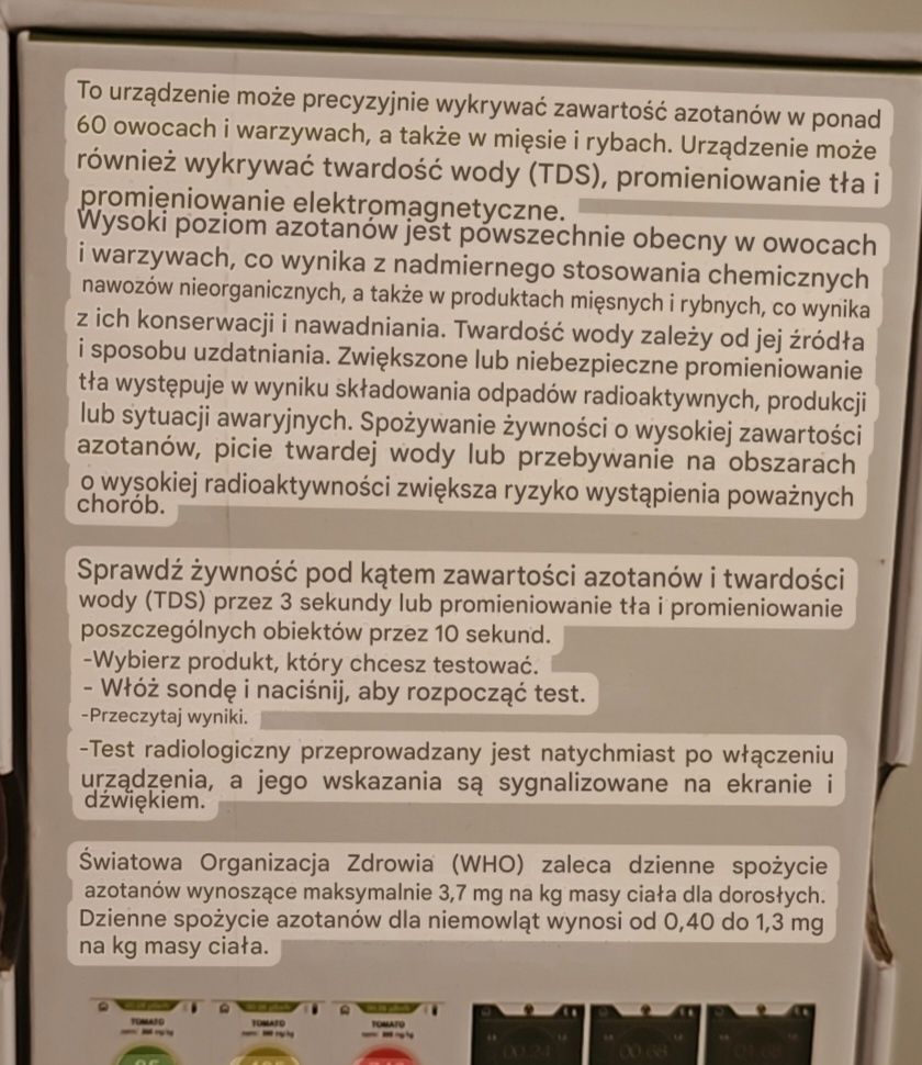 Greentest tester żywności miernik azotanów