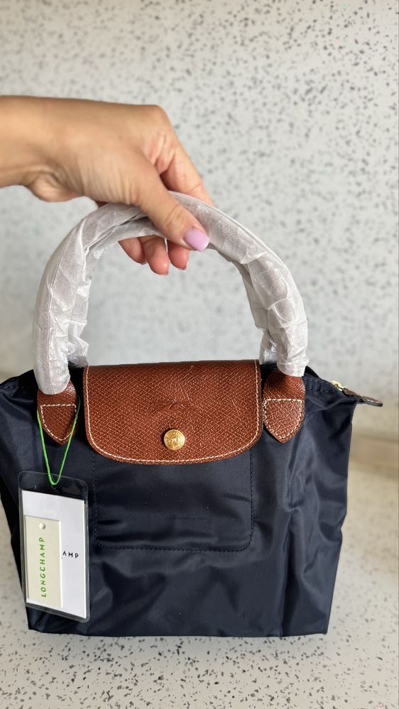 Longchamp сумка в середньому розмірі, текстиль та натуральна шкіра