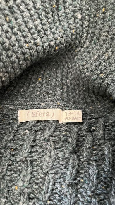 Cardigã Sfera verde 13-14 anos em malha com botões