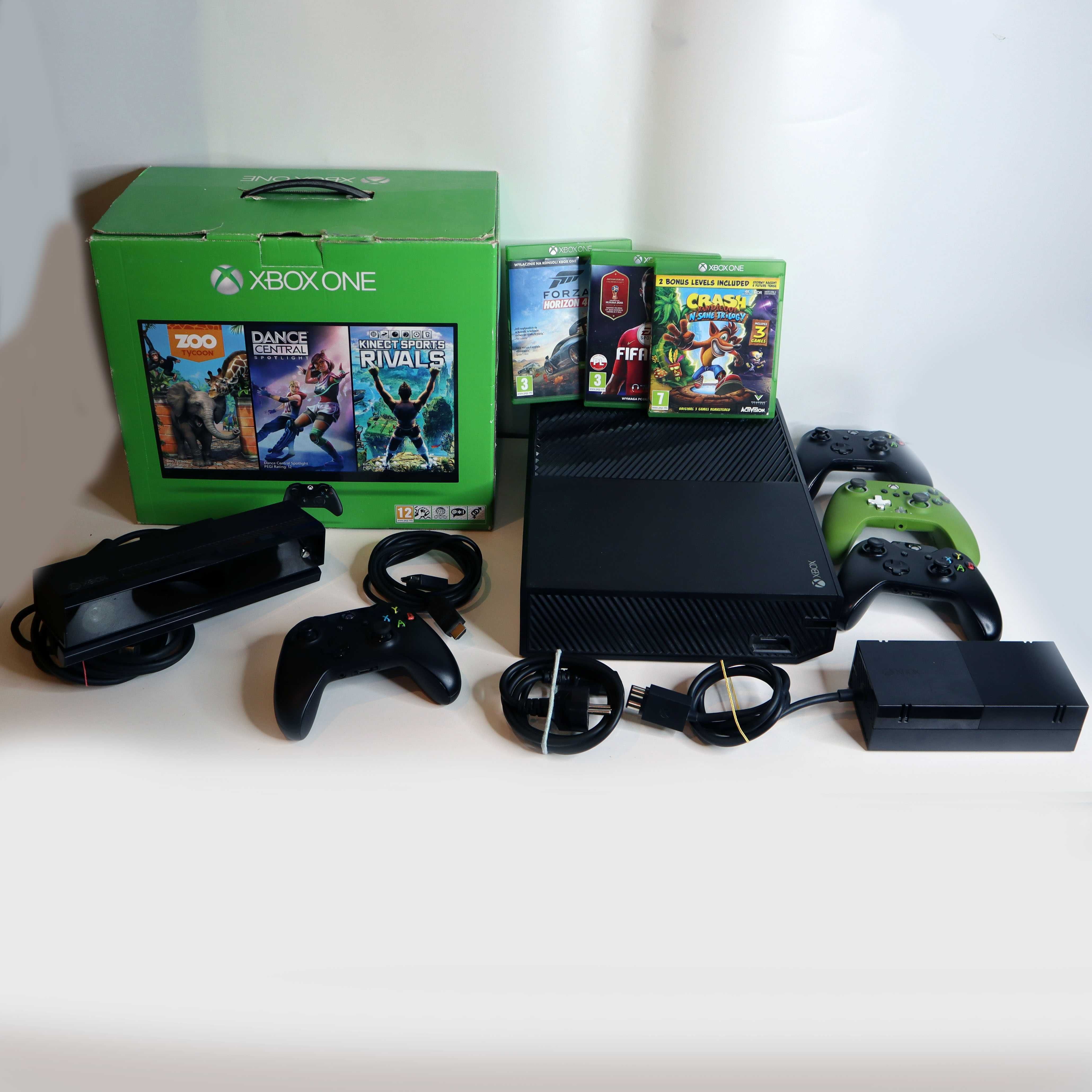 Xbox One 500GB | Pudełko | KINECT | 4 Pady | 3 Gry